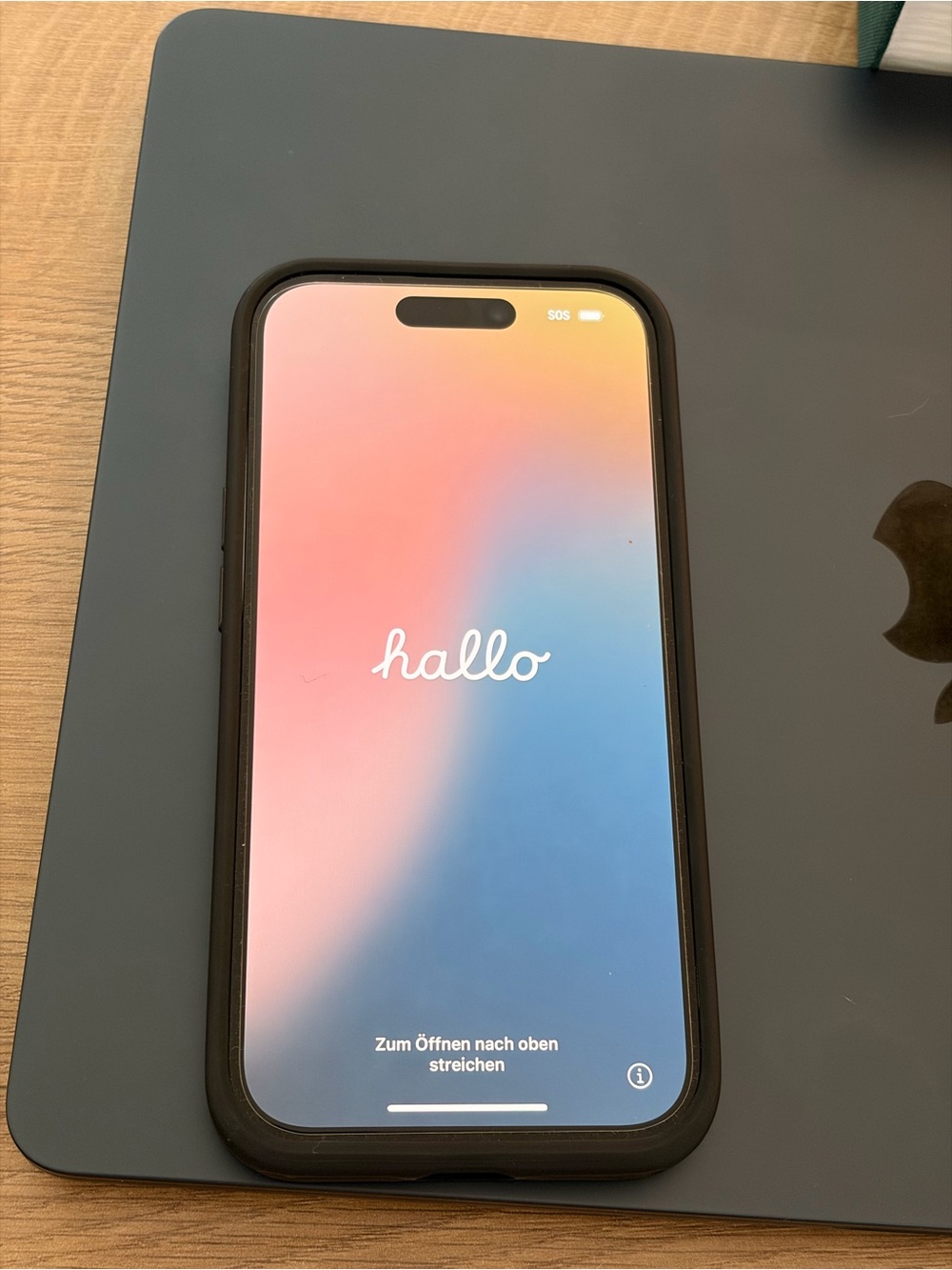 iPhone 15 128GB with Nomad leather case and